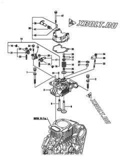 Двигатель Yanmar L100N5EJ1T1AA, узел -  Головка блока цилиндров (ГБЦ) 