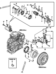 Двигатель Yanmar L100N5EJ1T1AA, узел -  Стартер и генератор 