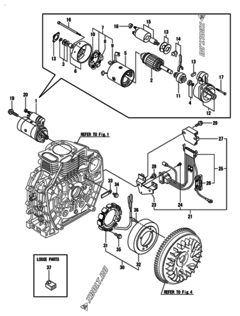  Двигатель Yanmar L70N5EJ1C1AAAY, узел -  Стартер и генератор 