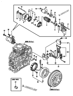  Двигатель Yanmar L70N5EJ1C1JAPR, узел -  Стартер и генератор 