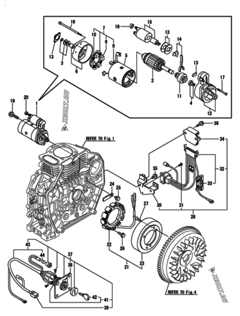  Двигатель Yanmar L70V6CA1T1CA, узел -  Стартер и генератор 