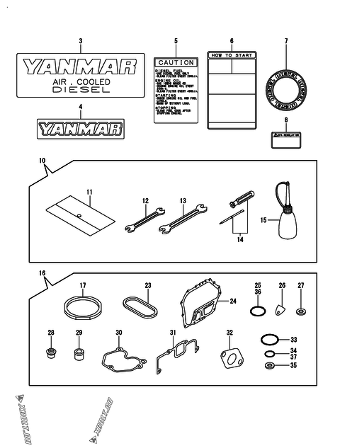  Инструменты, шильды и комплект прокладок двигателя Yanmar L70V6CA1T1CA