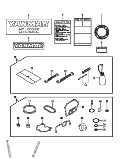  Двигатель Yanmar L70V6CA1T1CA, узел -  Инструменты, шильды и комплект прокладок 