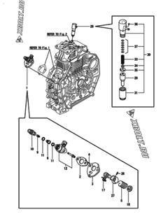  Двигатель Yanmar L70N5AF8R1AAWK, узел -  Топливный насос высокого давления (ТНВД) и форсунка 