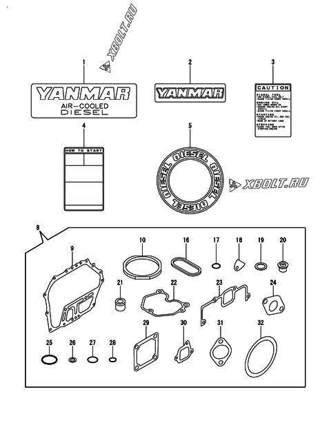  Инструменты, шильды и комплект прокладок двигателя Yanmar L70N5AF8R1AAWK