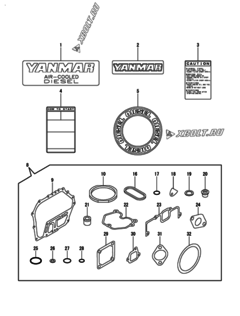  Двигатель Yanmar L70N5AF8R1AAWK, узел -  Инструменты, шильды и комплект прокладок 