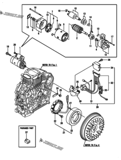  Двигатель Yanmar L100N6FJ9P1AAAG, узел -  Стартер и генератор 