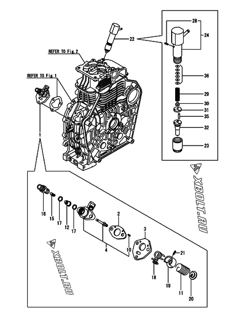  Топливный насос высокого давления (ТНВД) и форсунка двигателя Yanmar L100N5EJ1T1AAS1