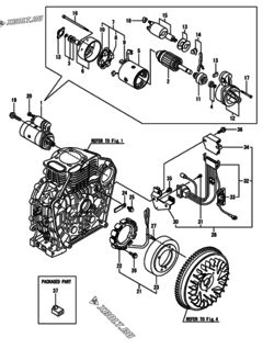  Двигатель Yanmar L100N5EJ1T1AAS1, узел -  Стартер и генератор 