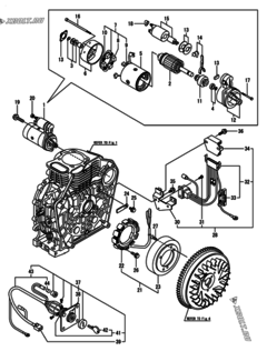  Двигатель Yanmar L100N6AA9R1EANS, узел -  Стартер и генератор 