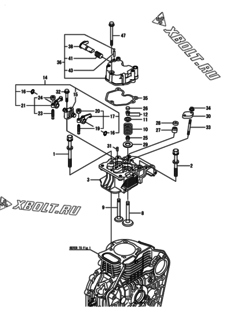 Двигатель Yanmar L100N5EN9F9HAMA, узел -  Головка блока цилиндров (ГБЦ) 