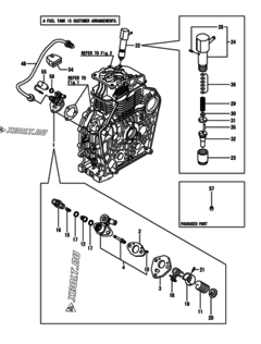  Двигатель Yanmar L100N5EN9F9HAMA, узел -  Топливный насос высокого давления (ТНВД) и форсунка 
