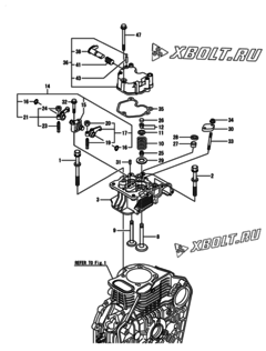  Двигатель Yanmar L100N5EJ1T1HAMO, узел -  Головка блока цилиндров (ГБЦ) 