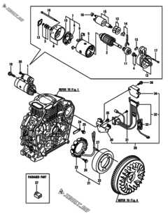  Двигатель Yanmar L100N5EJ1T1HAMO, узел -  Стартер и генератор 