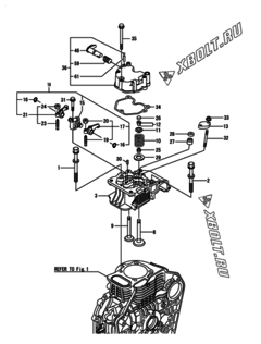  Двигатель Yanmar L100N6FJ1P1AAFT, узел -  Головка блока цилиндров (ГБЦ) 