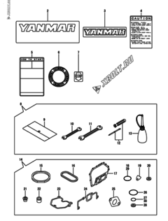  Двигатель Yanmar L70N6FJ1P1AAFT, узел -  Инструменты, шильды и комплект прокладок 