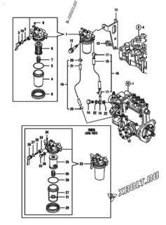  Двигатель Yanmar 3TNV70-DPE, узел -  Топливопровод 