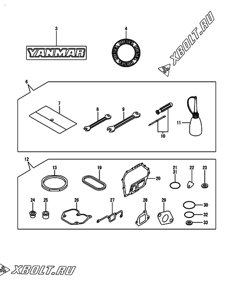  Инструменты, шильды и комплект прокладок двигателя Yanmar L70EE-DEHUNYC