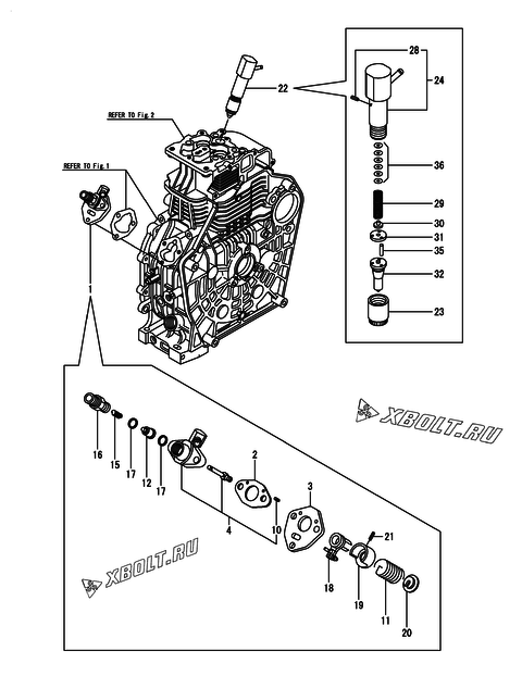  Топливный насос высокого давления (ТНВД) и форсунка двигателя Yanmar L100N6FJ1L1AAER