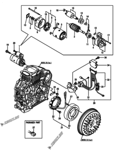  Двигатель Yanmar L100N6FJ1L1AAER, узел -  Стартер и генератор 