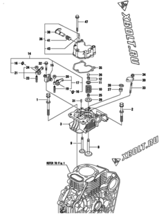  Двигатель Yanmar L100N5EJ1T1CAEL, узел -  Головка блока цилиндров (ГБЦ) 