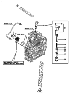  Двигатель Yanmar L100V6CA1L1CA, узел -  Топливный насос высокого давления (ТНВД) и форсунка 