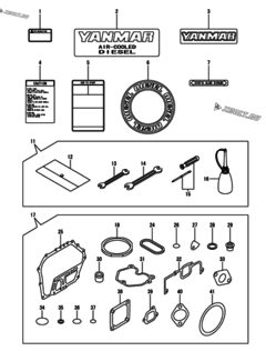  Двигатель Yanmar L100V6CA1L1CA, узел -  Инструменты, шильды и комплект прокладок 