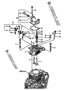  Двигатель Yanmar L100V6DA1F1CA, узел -  Головка блока цилиндров (ГБЦ) 