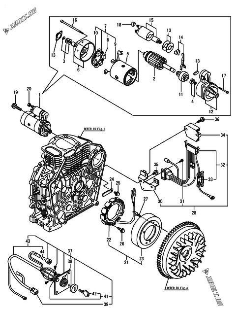  Стартер и генератор двигателя Yanmar L100V6DA1F1CA