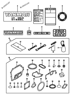  Двигатель Yanmar L100V6DA1F1CA, узел -  Инструменты, шильды и комплект прокладок 