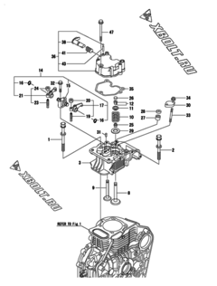  Двигатель Yanmar L100V6EJ1T1AAS1, узел -  Головка блока цилиндров (ГБЦ) 