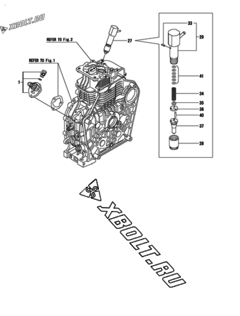  Двигатель Yanmar L100V6EJ1T1AAS1, узел -  Топливный насос высокого давления (ТНВД) и форсунка 