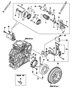  Двигатель Yanmar L100V6EJ1T1AAS1, узел -  Стартер и генератор 