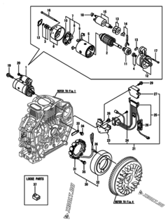  Двигатель Yanmar L70V6EJ9C0HAML, узел -  Стартер и генератор 