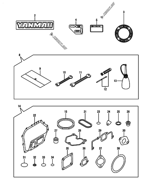  Инструменты, шильды и комплект прокладок двигателя Yanmar L70V6EJ9C0HAML