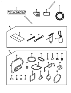  Двигатель Yanmar L70V6EJ9C0HAML, узел -  Инструменты, шильды и комплект прокладок 