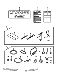  Двигатель Yanmar L70AE-DEMBYC, узел -  Инструменты, шильды и комплект прокладок 