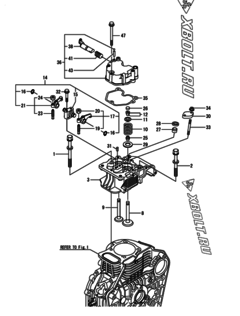  Двигатель Yanmar L100N5-GETM3, узел -  Головка блока цилиндров (ГБЦ) 