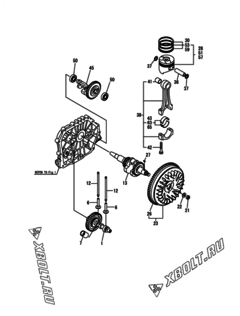  Двигатель Yanmar L100N5-GETM3, узел -  Коленвал, поршень и распредвал 