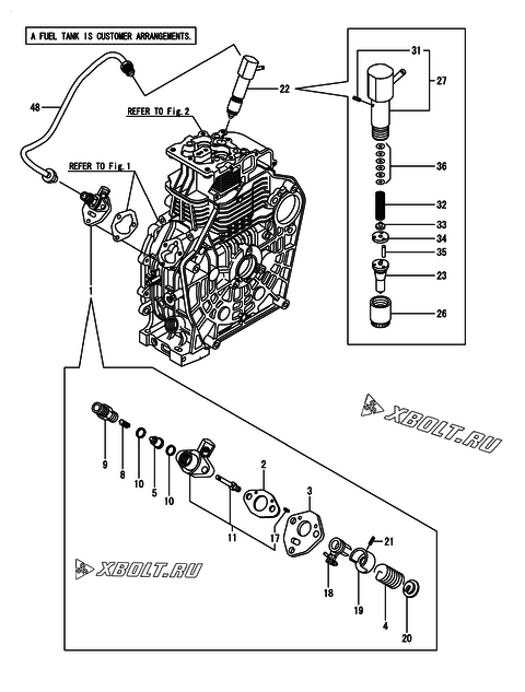  Топливный насос высокого давления (ТНВД) и форсунка двигателя Yanmar L100N5-GETM3