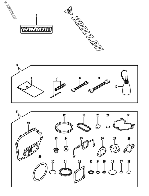  Инструменты, шильды и комплект прокладок двигателя Yanmar L100N5-GETM3