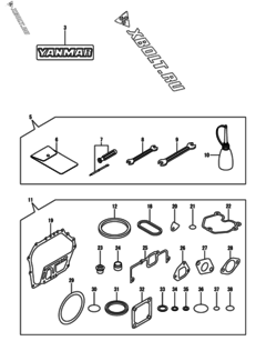  Двигатель Yanmar L100N5-GETM3, узел -  Инструменты, шильды и комплект прокладок 