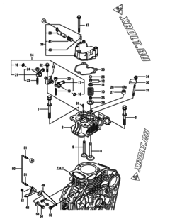  Двигатель Yanmar L100V6-GEY2, узел -  Головка блока цилиндров (ГБЦ) 