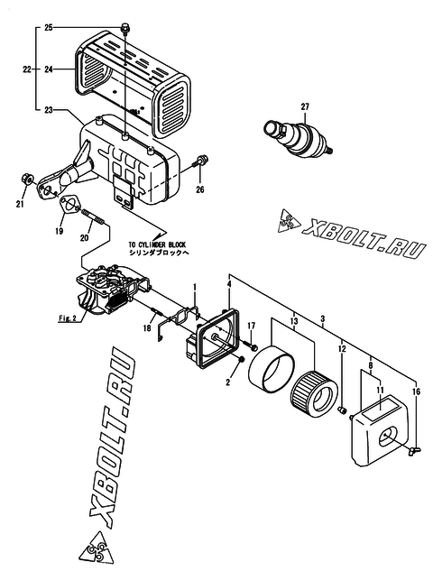  Воздушный фильтр и глушитель двигателя Yanmar L100V6-GEY2