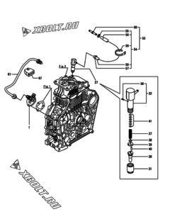  Двигатель Yanmar L100V6-GEY2, узел -  Топливный насос высокого давления (ТНВД) и форсунка 