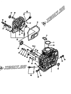  Двигатель Yanmar L70V6-GEY2, узел -  Блок цилиндров 