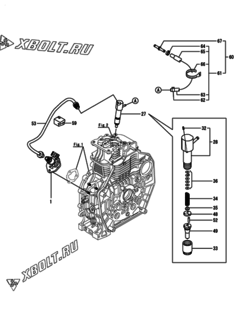  Двигатель Yanmar L70V6-GEY2, узел -  Топливный насос высокого давления (ТНВД) и форсунка 
