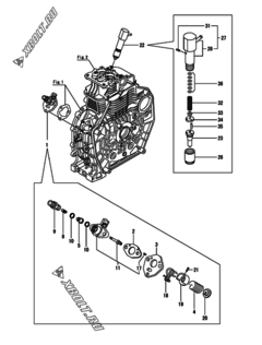  Двигатель Yanmar L70N5AJ8T1AAWK, узел -  Топливный насос высокого давления (ТНВД) и форсунка 