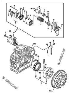  Двигатель Yanmar L48N5-GEY2, узел -  Стартер и генератор 