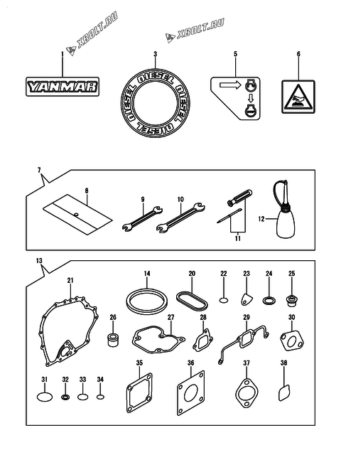  Инструменты, шильды и комплект прокладок двигателя Yanmar L48N6-GYCS2